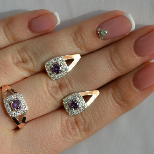 Срібний гарнітур з золотими пластинами