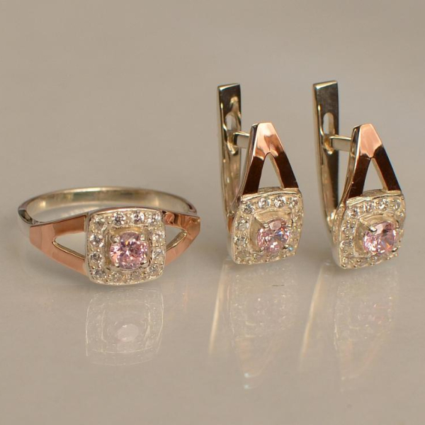 Срібний гарнітур з золотими пластинами