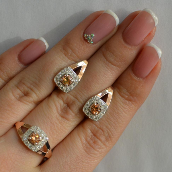 Срібний гарнітур з золотими пластинами