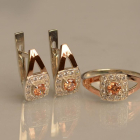 Срібний гарнітур з золотими пластинами