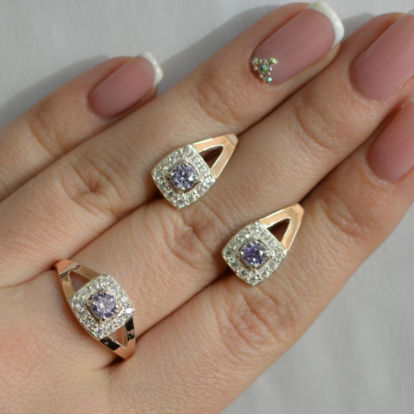 Срібний гарнітур з золотими пластинами