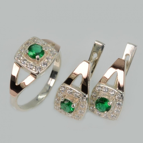 Срібний гарнітур з золотими пластинами