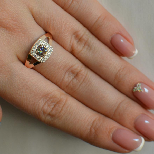 Срібна каблучка  зі вставками з золота