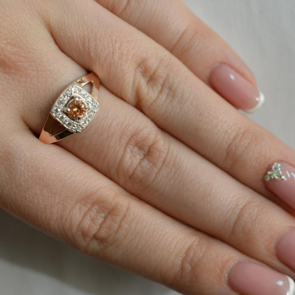 Срібна каблучка  зі вставками з золота