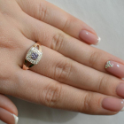 Срібна каблучка  зі вставками з золота