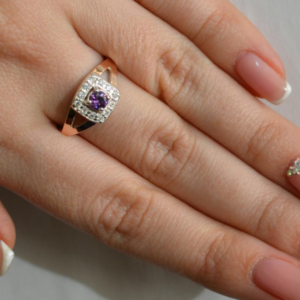 Срібна каблучка  зі вставками з золота