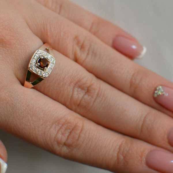 Срібна каблучка  зі вставками з золота