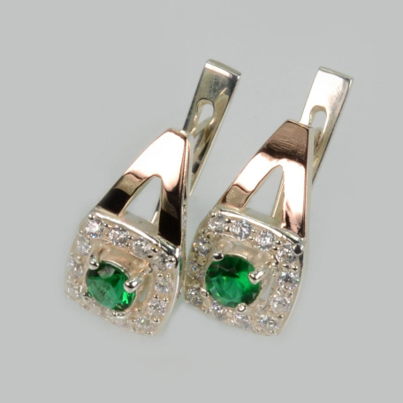 Срібні сережки з пластинами із золота