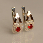 Срібні сережки з пластинами із золота