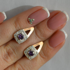 Срібні сережки з пластинами із золота