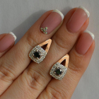 Срібні сережки з пластинами із золота