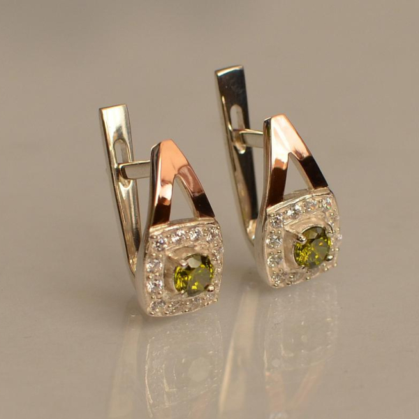 Срібні сережки з пластинами із золота