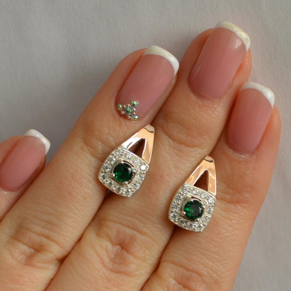 Срібні сережки з пластинами із золота