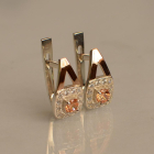 Срібні сережки з пластинами із золота