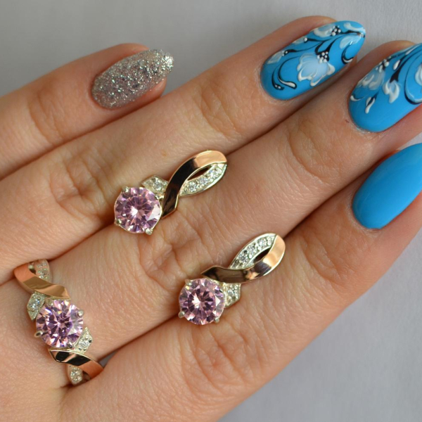 Срібний комплект з золотими накладками