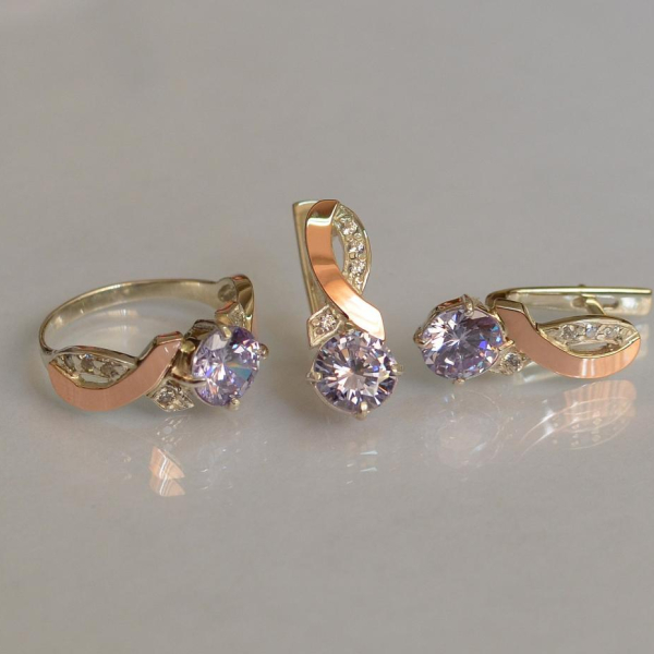 Срібний комплект з золотими накладками