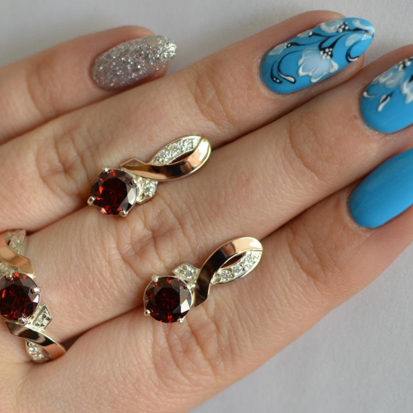 Срібний комплект з золотими накладками