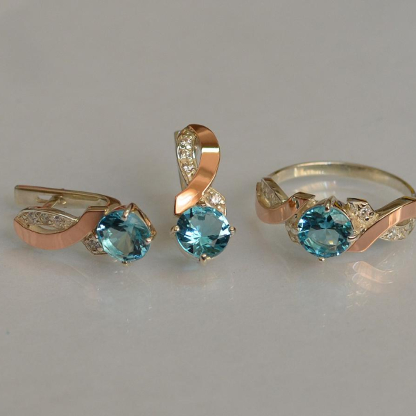 Срібний комплект з золотими накладками