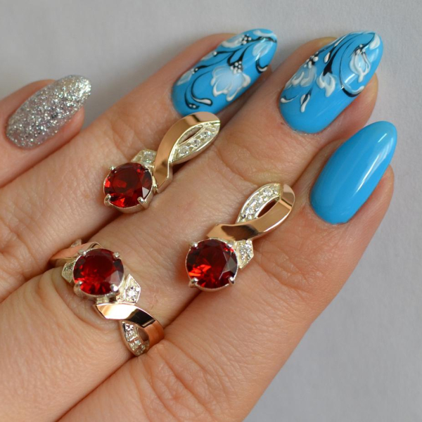 Срібний комплект з золотими накладками