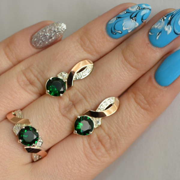 Срібний комплект з золотими накладками