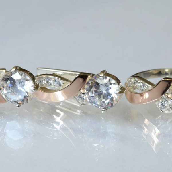 Срібний комплект з золотими накладками