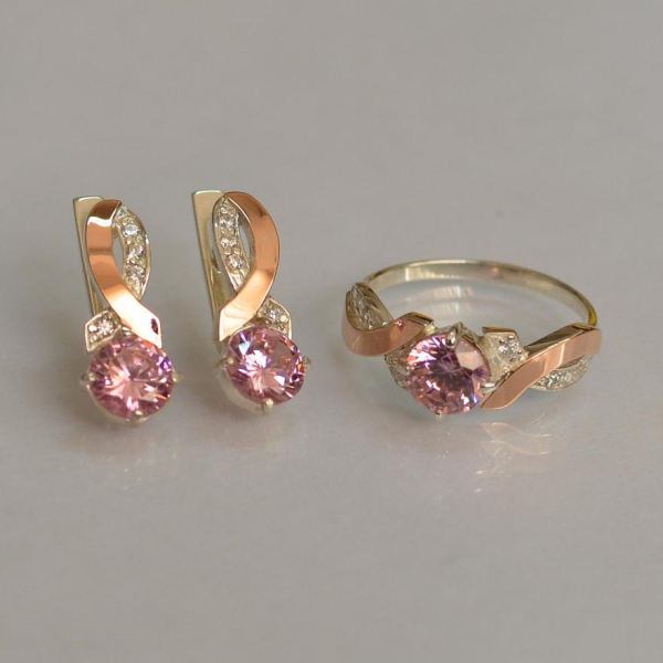 Срібний комплект з золотими накладками