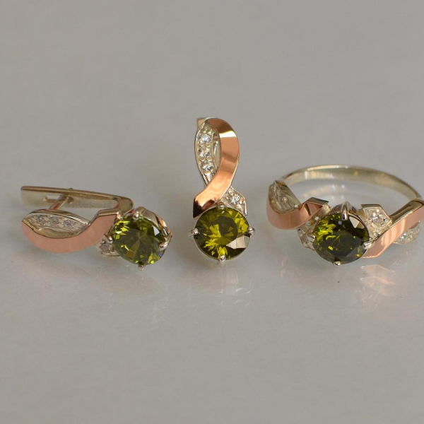 Срібний комплект з золотими накладками