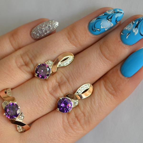 Срібний комплект з золотими накладками