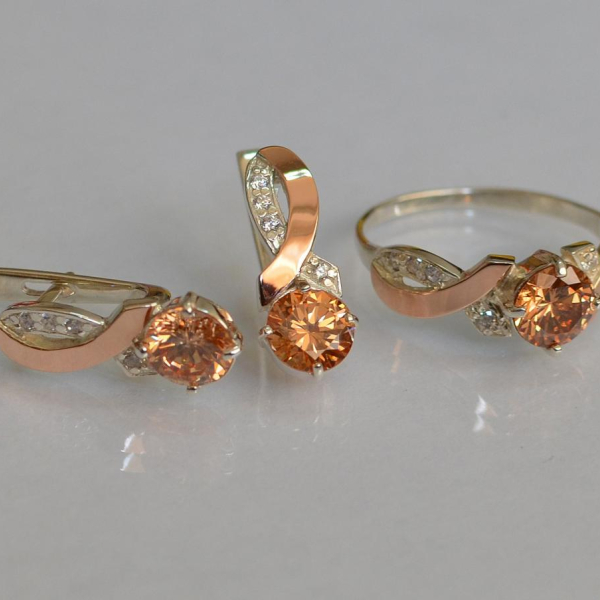 Срібний комплект з золотими накладками