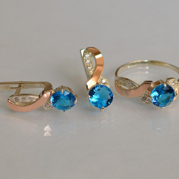 Срібний комплект з золотими накладками