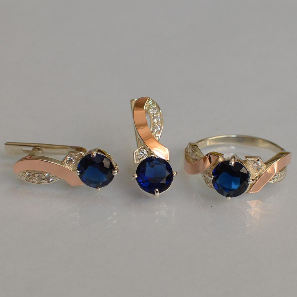 Срібний комплект з золотими накладками