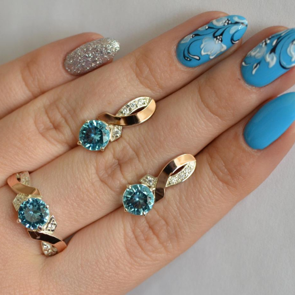 Срібний комплект з золотими накладками