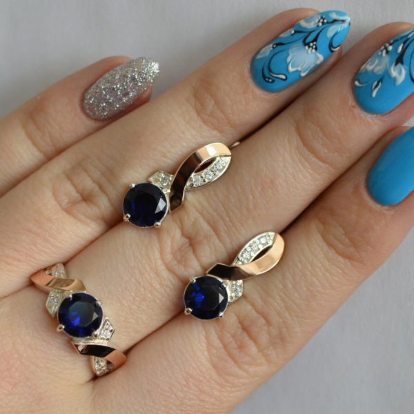 Срібний комплект з золотими накладками