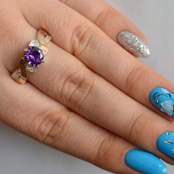 Срібна каблучка  с напайками из золота