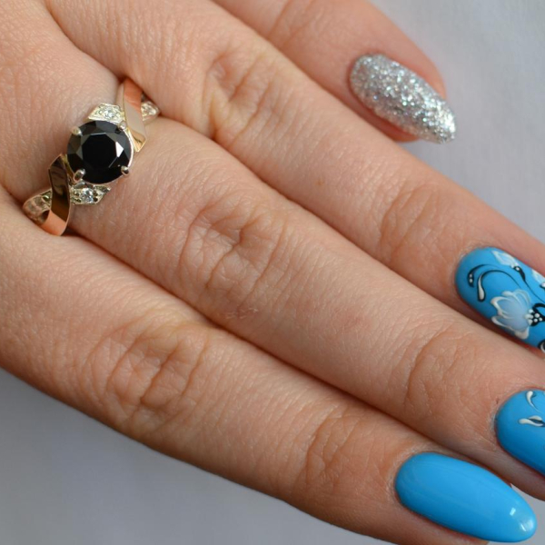 Срібна каблучка  с напайками из золота