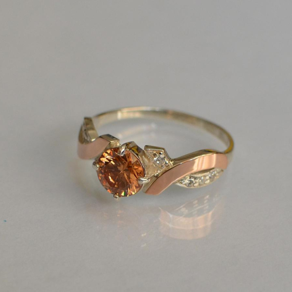 Срібна каблучка  с напайками из золота