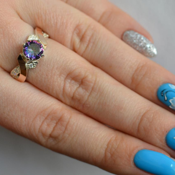 Срібна каблучка  с напайками из золота