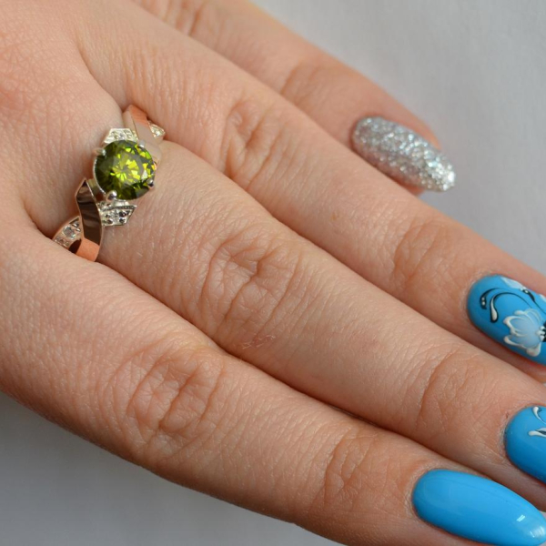 Срібна каблучка  с напайками из золота