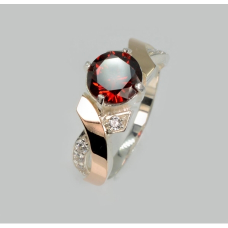 Серебряное кольцо с напайками из золота