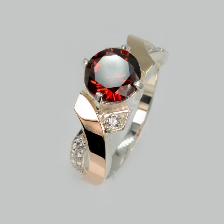 Срібна каблучка  с напайками из золота