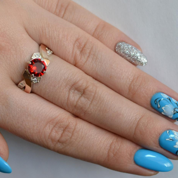 Срібна каблучка  с напайками из золота