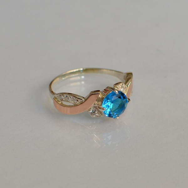 Срібна каблучка  с напайками из золота