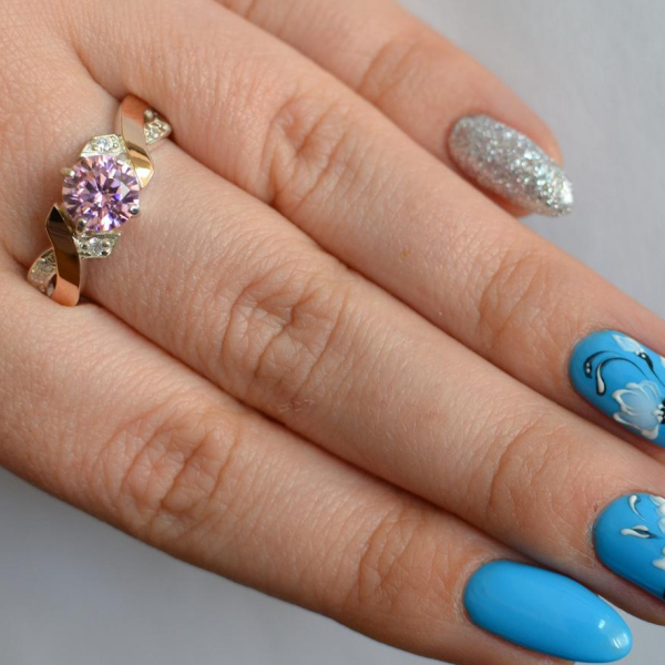 Срібна каблучка  с напайками из золота