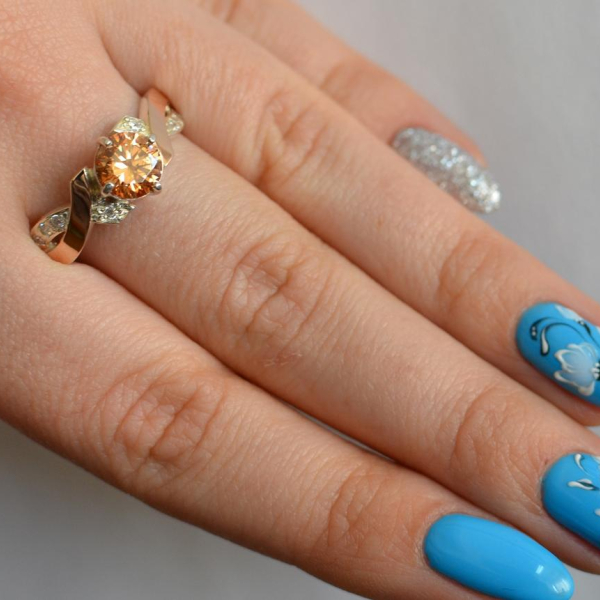 Срібна каблучка  с напайками из золота