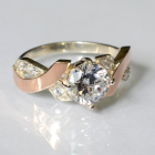 Срібна каблучка  с напайками из золота