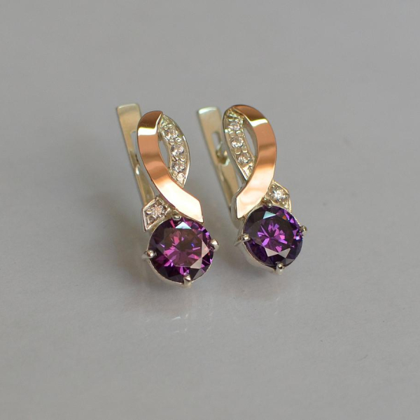 Срібні сережки з напайками із золота