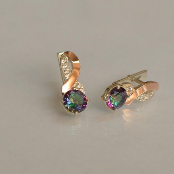 Срібні сережки з напайками із золота