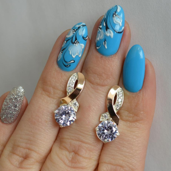 Срібні сережки з напайками із золота