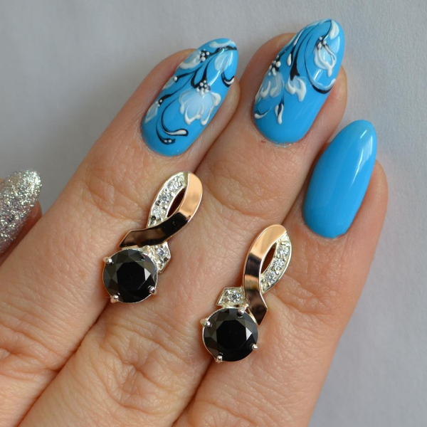 Срібні сережки з напайками із золота