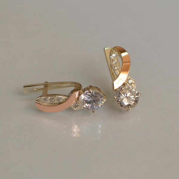 Срібні сережки з напайками із золота